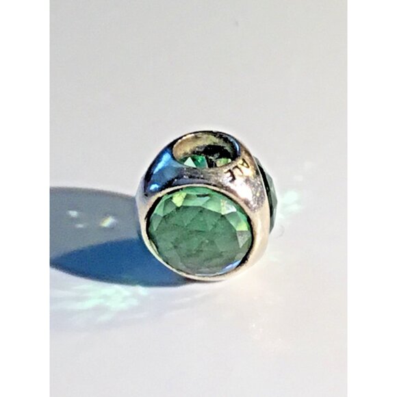 Pandora Sterling Silver Radiant Droplet Faceted Green Blue Round Bead Charm - Picture 1 of 5